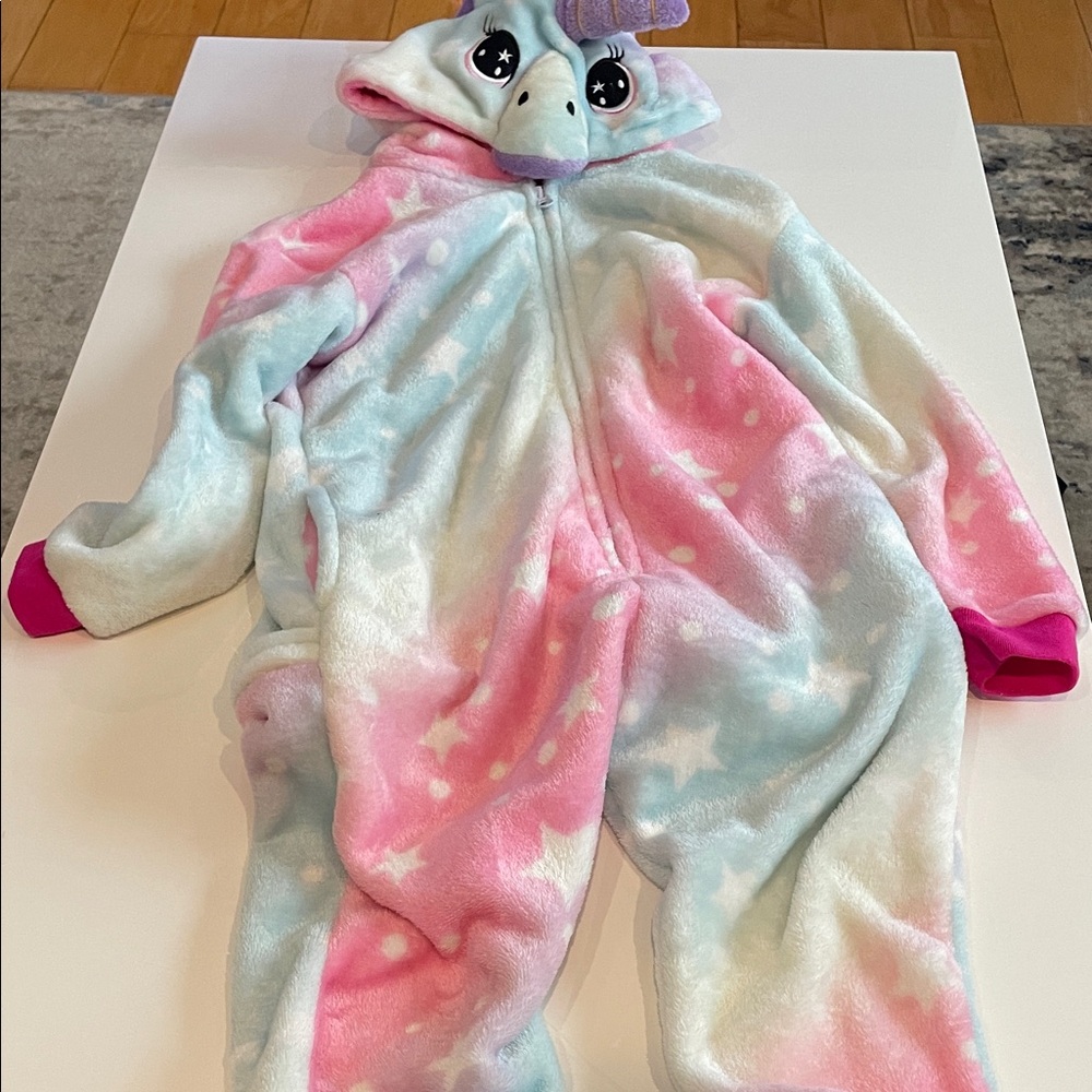 Unicorn Kids One Piece Pajama - Pink and Blue